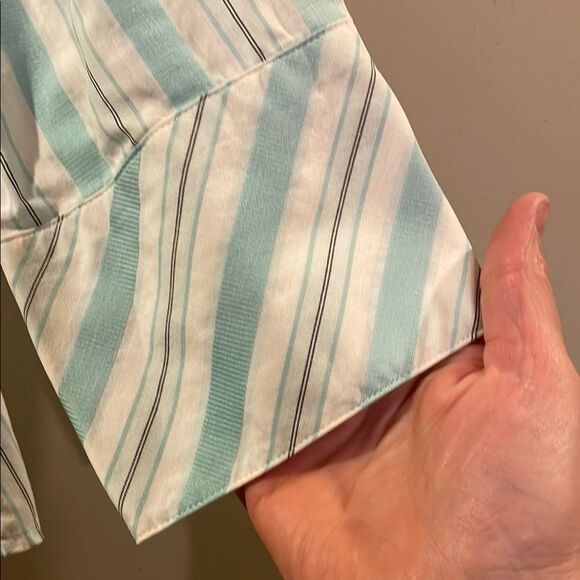 LOFT Aqua Striped Shirt - Picture 3 of 7